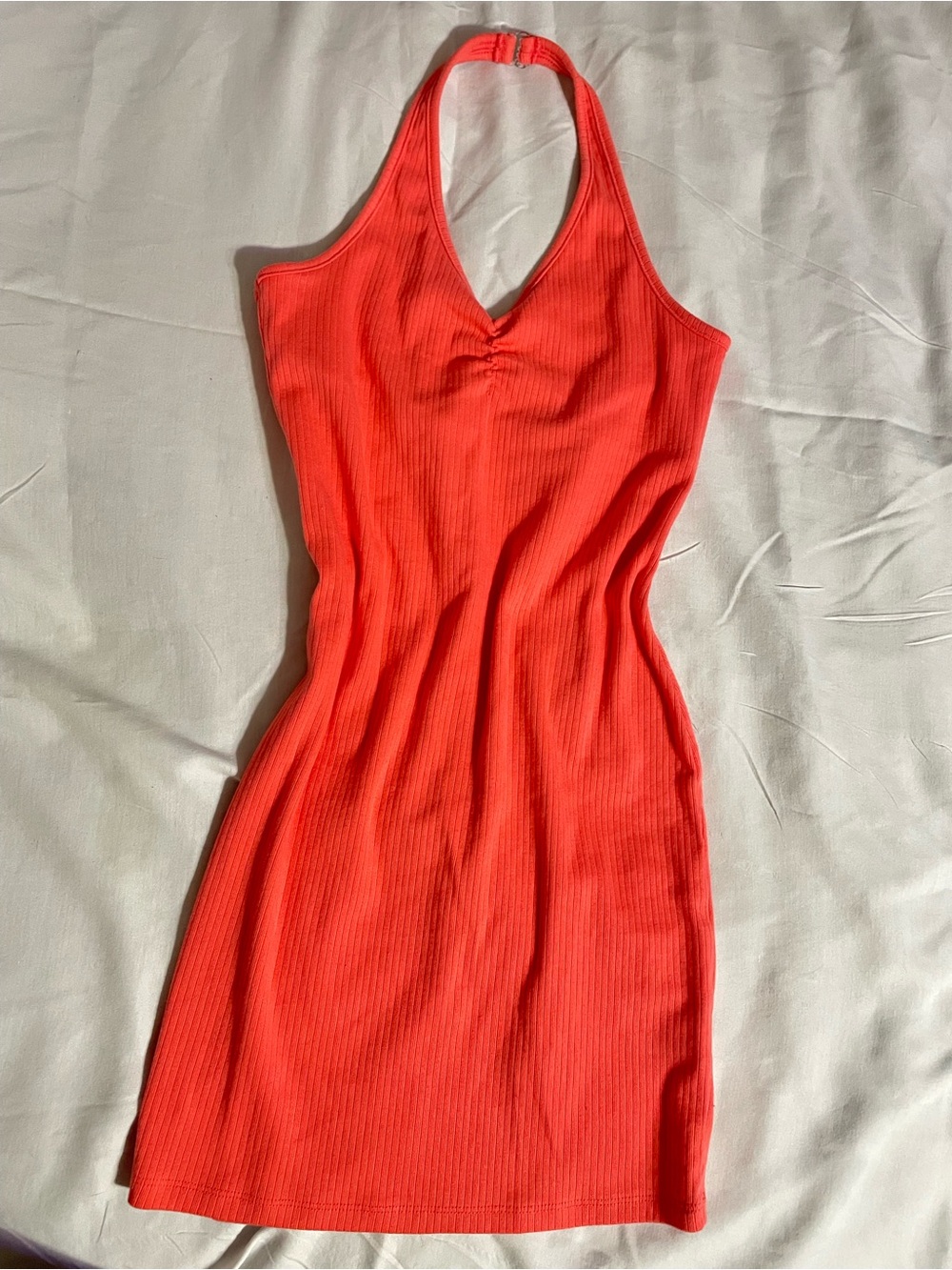 art class Sleeveless Ribbed Halter Mini Dress - Red-Orange